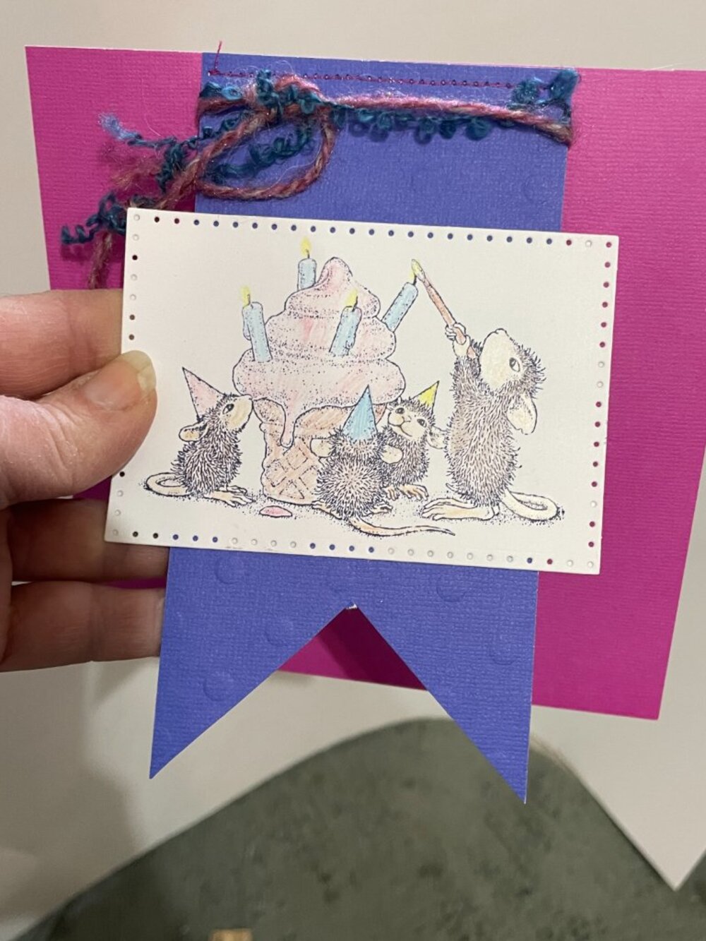 Handcrafted Birthday Card 6" x 6" with envelope. Mouse BUNDLE ONLY - Picture 2 of 3